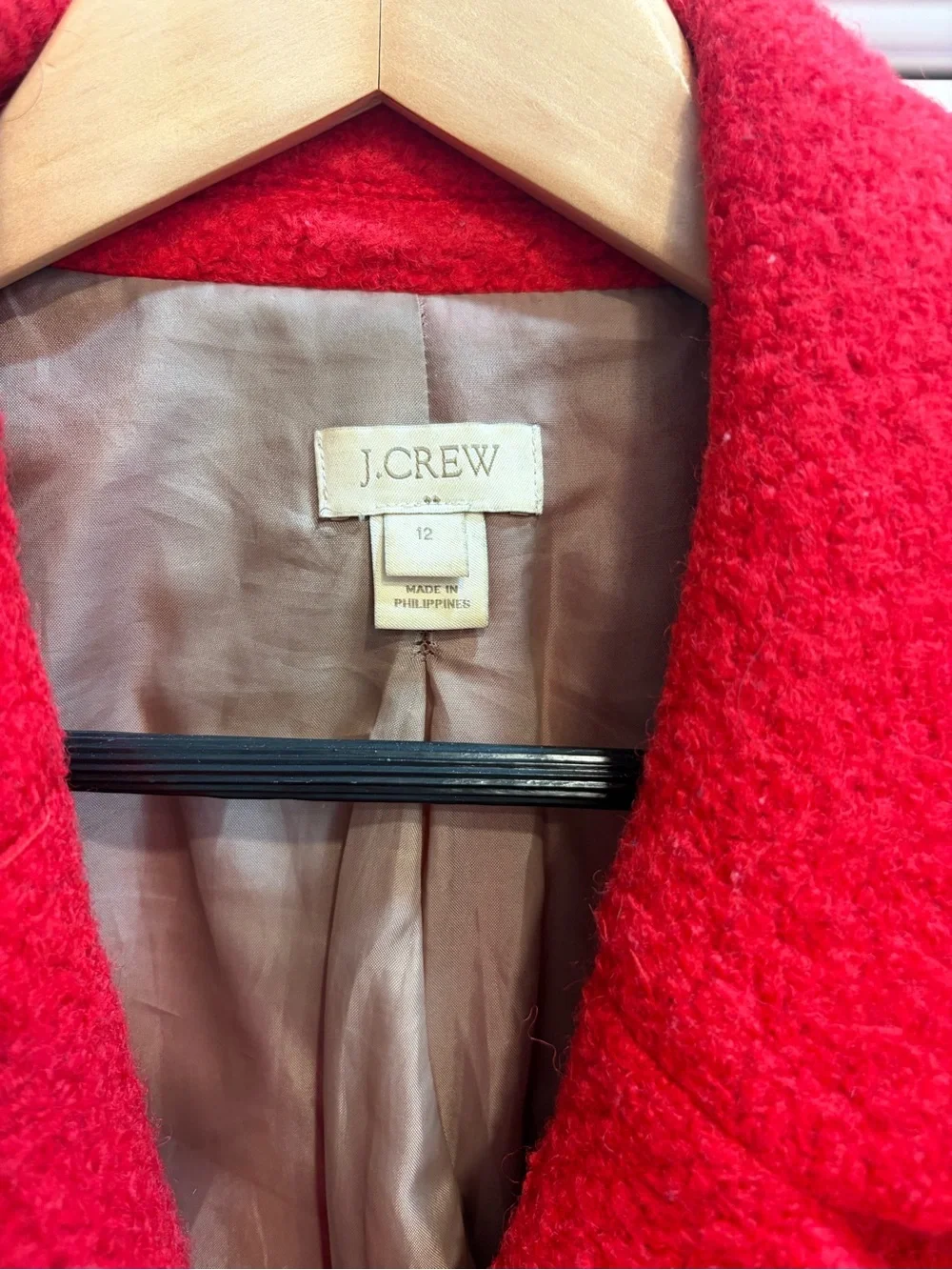 J. Crew Bright Red Wool Pea Coat - Picture 3 of 5
